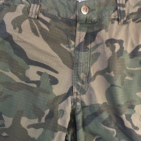 Camouflage Cargo Long Shorts Men's 34 Green Zipper Fly 100% Cotton Army - Picture 5 of 14